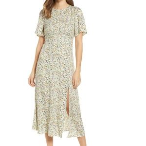 AFRM Janice Green Floral Midi Dress Sz XS